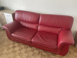 2 Canapés en cuir buffle rouge